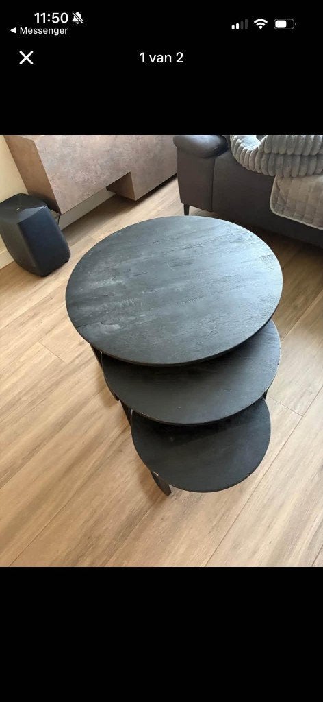 Bijzettafels, Ophalen, Zo goed als nieuw, Rond, Hout