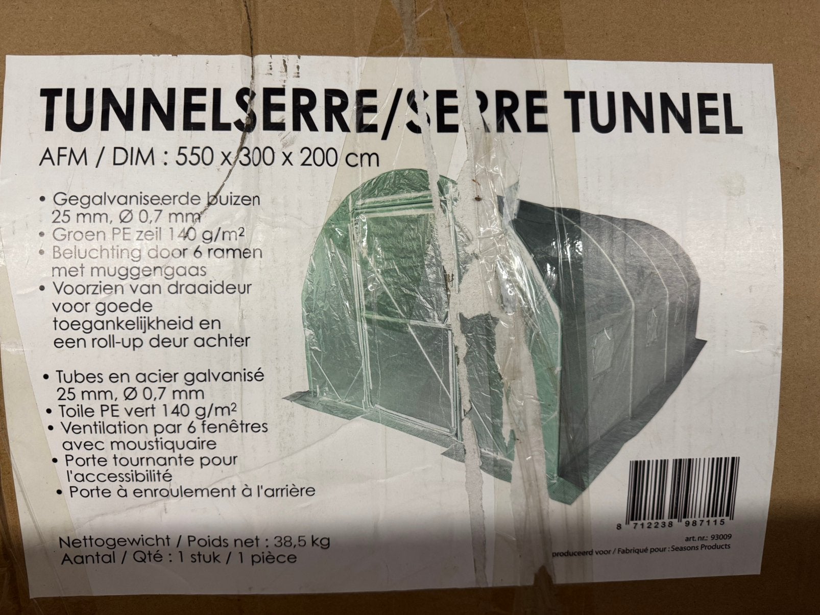Serre tunnel, Enlèvement, Comme neuf