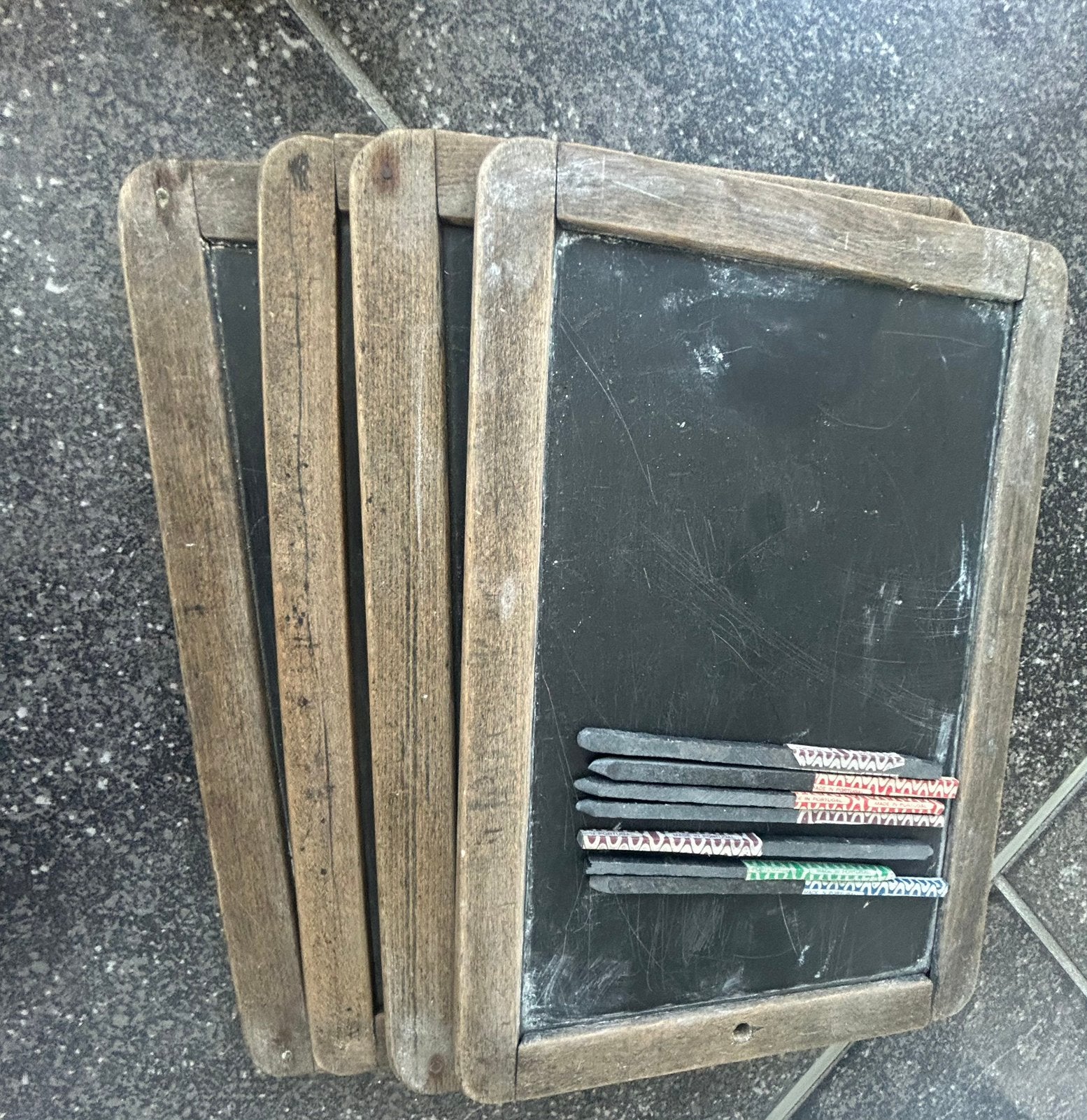 4 ardoises et panneaux d'ardoise vintage, des grilles, Enlèvement ou Envoi
