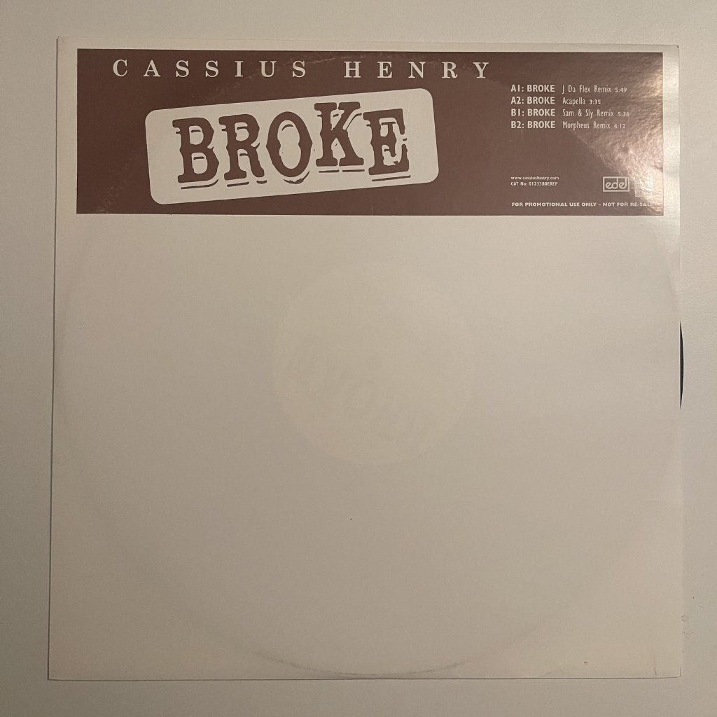 Cassius Henry - Broke, Cd's en Dvd's, House, Promo, Ophalen of Verzenden, 12 inch