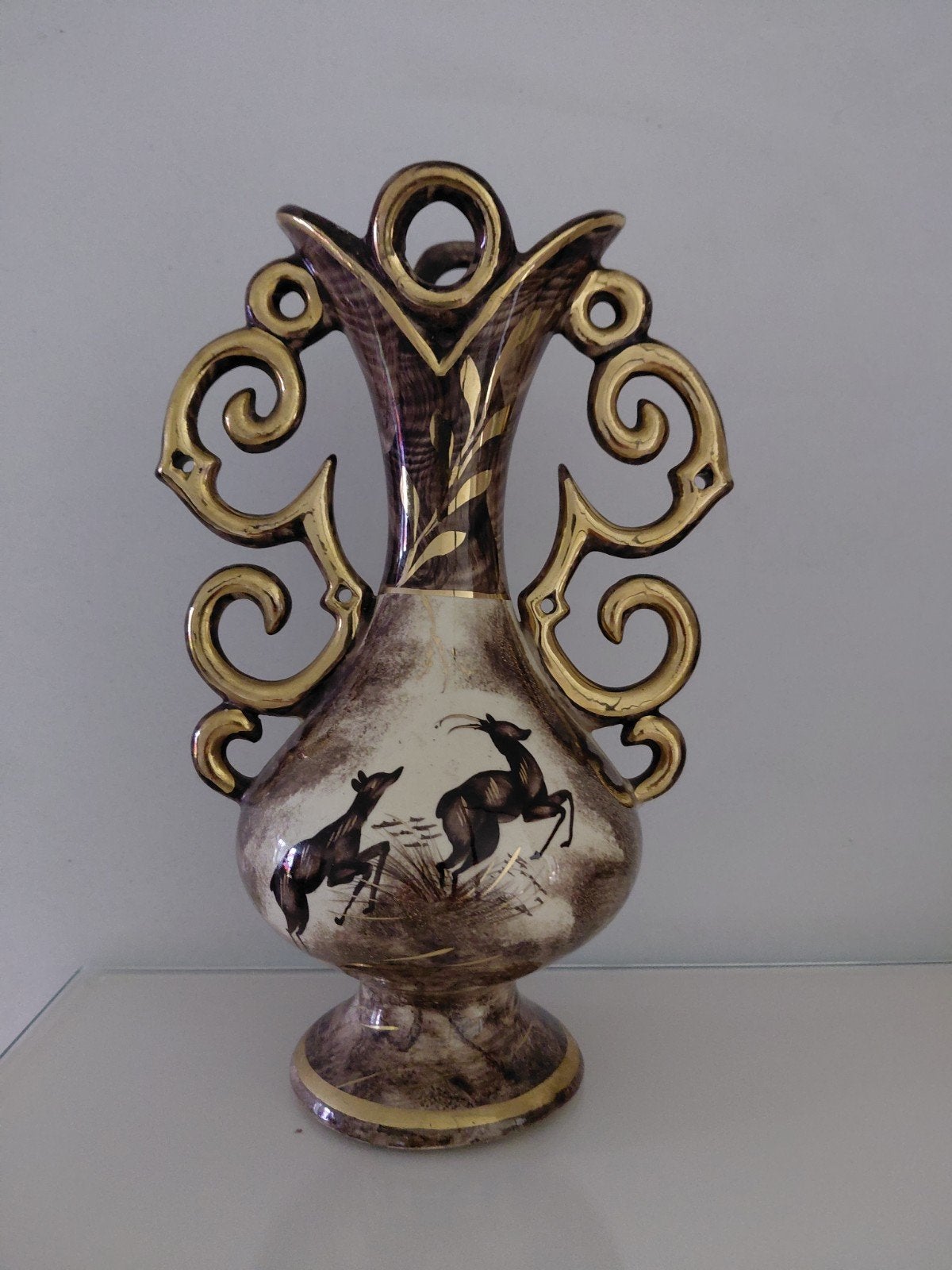 vintage handgeschilderde keramieken vaas, Antiek en Kunst, Ophalen