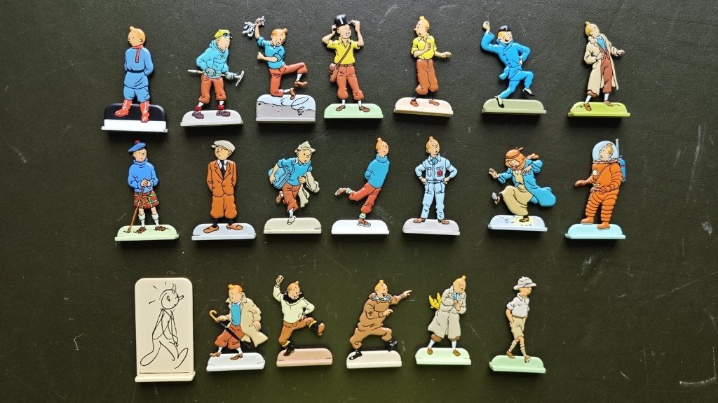 Lot 20 figurines plates métal Tintin Relief Moulinsart, Enlèvement ou Envoi, Tintin, Comme neuf, Statue ou Figurine