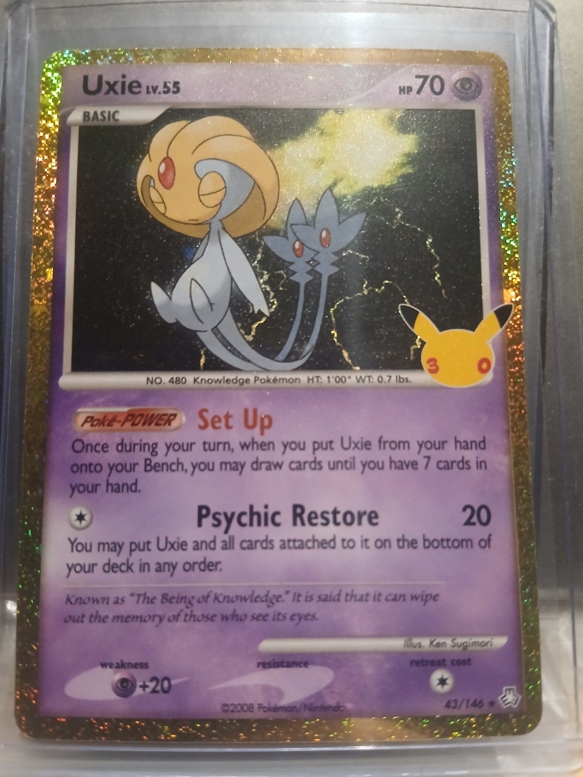 uxie 43 pokemon classic 30 celebrations, Enlèvement ou Envoi, Neuf, Cartes en vrac, Foil