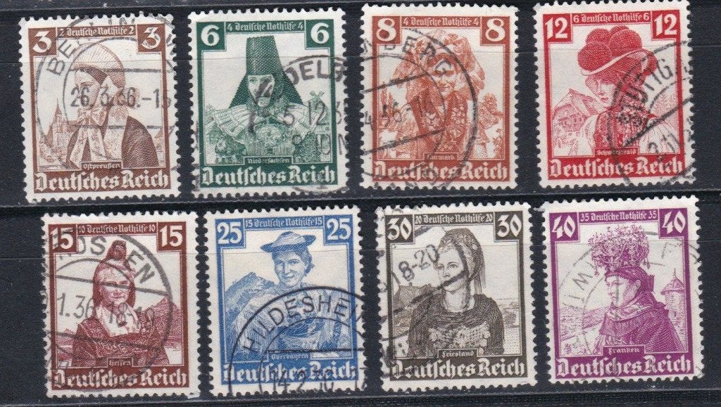Duitse Rijk 135 - nr 588-597, Verzenden, Duitse Keizerrijk, Gestempeld