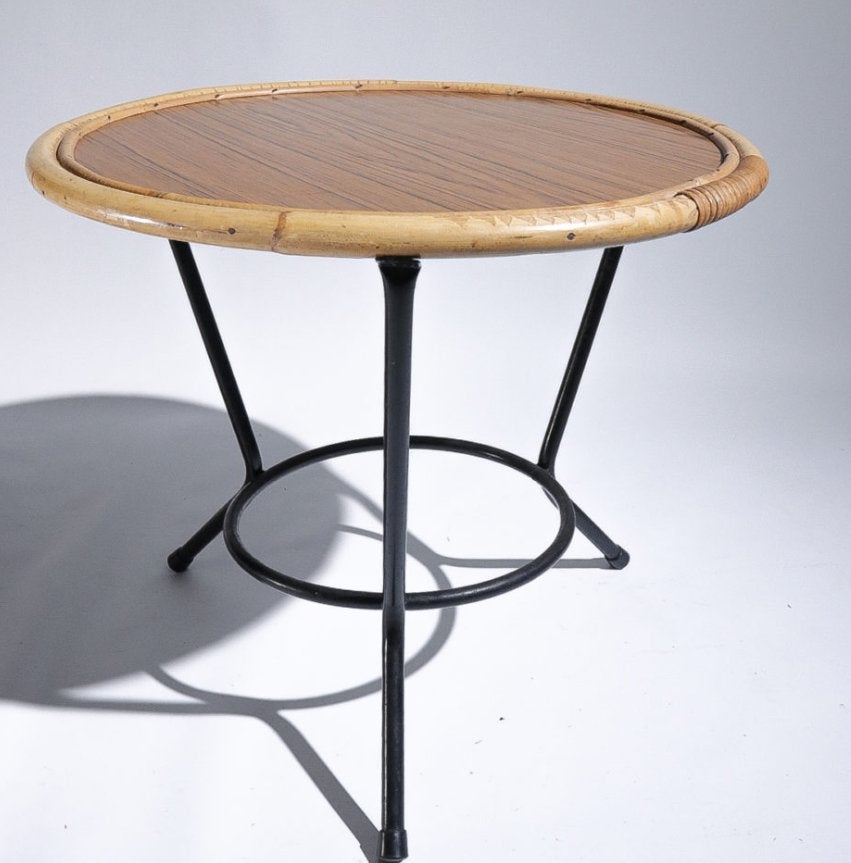 Vintage Design Rotan bijzettafel Rohe Dirk van Sliedregt, Ophalen of Verzenden