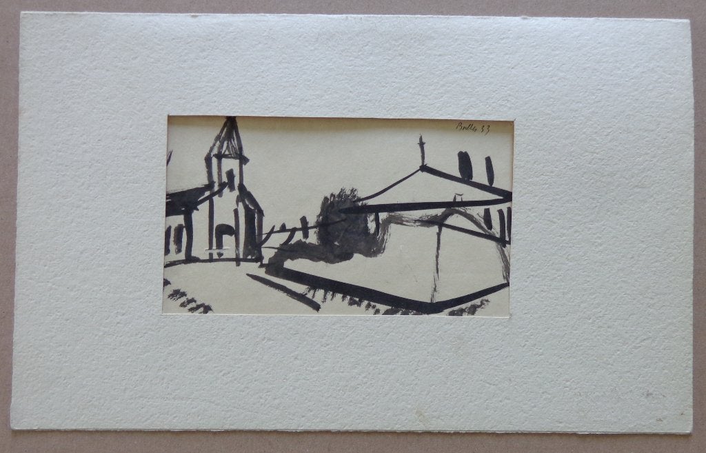 FLORIS JESPERS / DORPSZICHT / ORIGINEEL WERK / 16x26cm / SIG, Antiek en Kunst, Ophalen of Verzenden, Gesigneerd