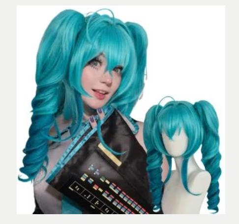 Blauwe gradient anime cosplay pruik dubbele paardenstaart, Handtassen en Accessoires, Uiterlijk | Haarverzorging, Ophalen of Verzenden