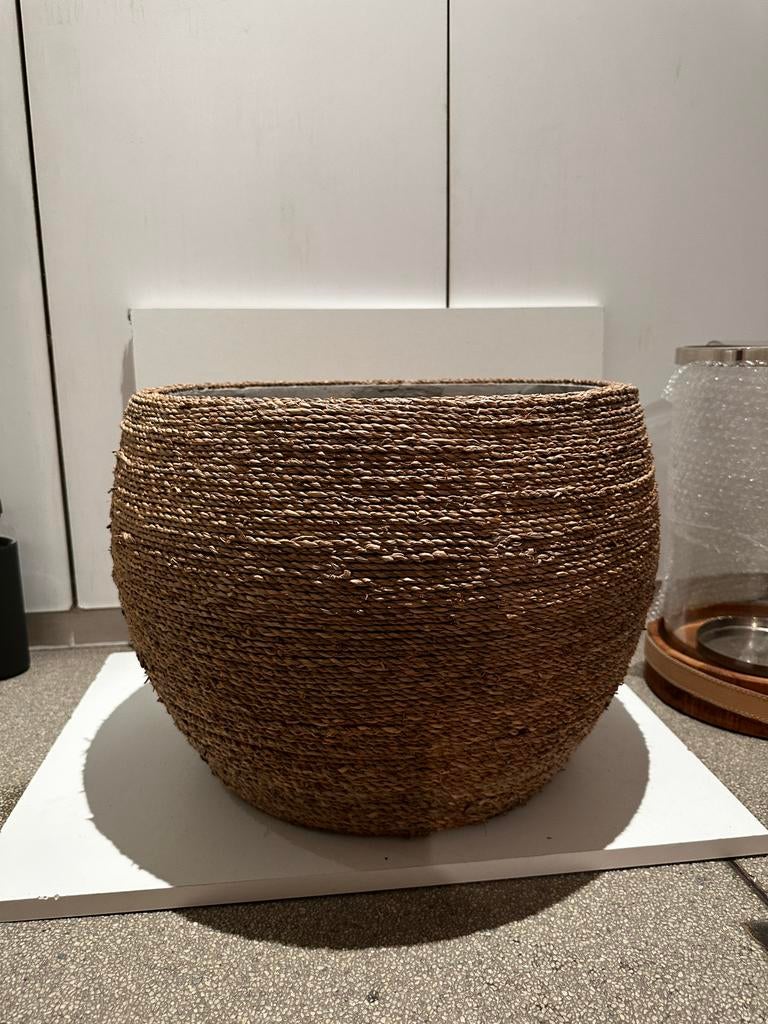 Pot de fleurs en osier épais XL à l'intérieur, Enlèvement, Comme neuf, Pierre
