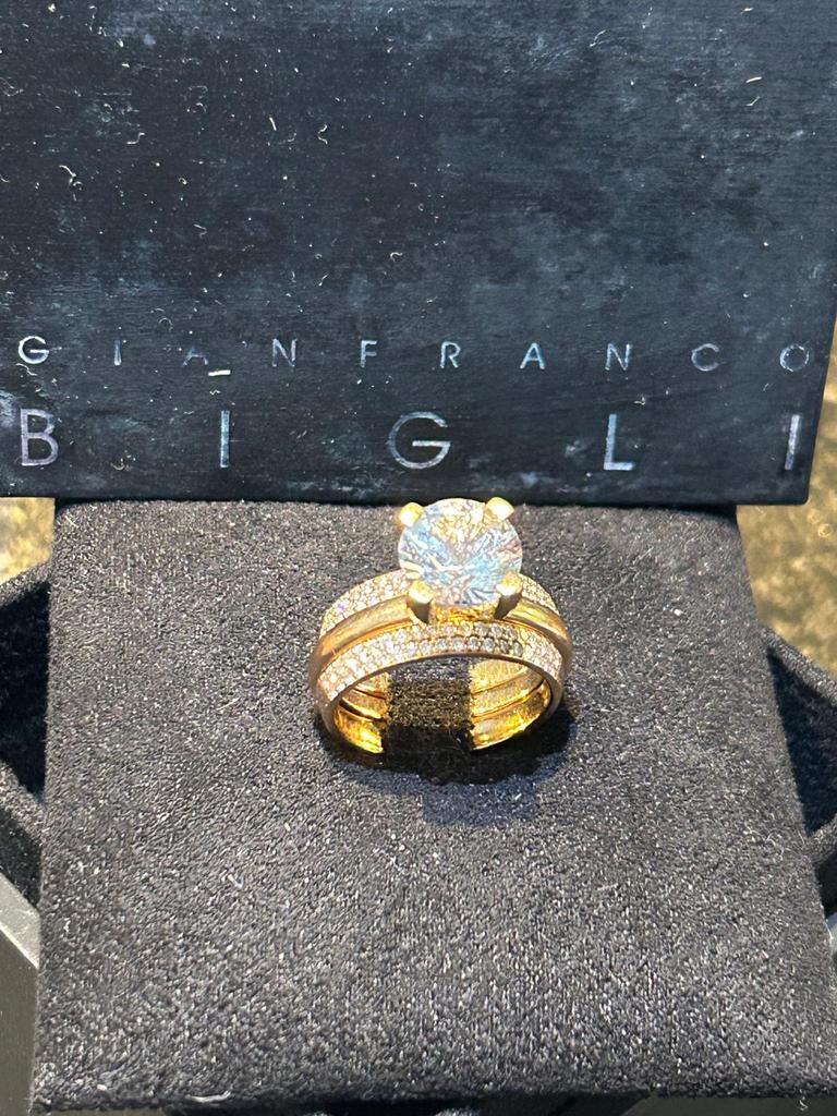 Bigli ring 3 delig, Handtassen en Accessoires, Ringen, Ophalen, Zo goed als nieuw, Goud