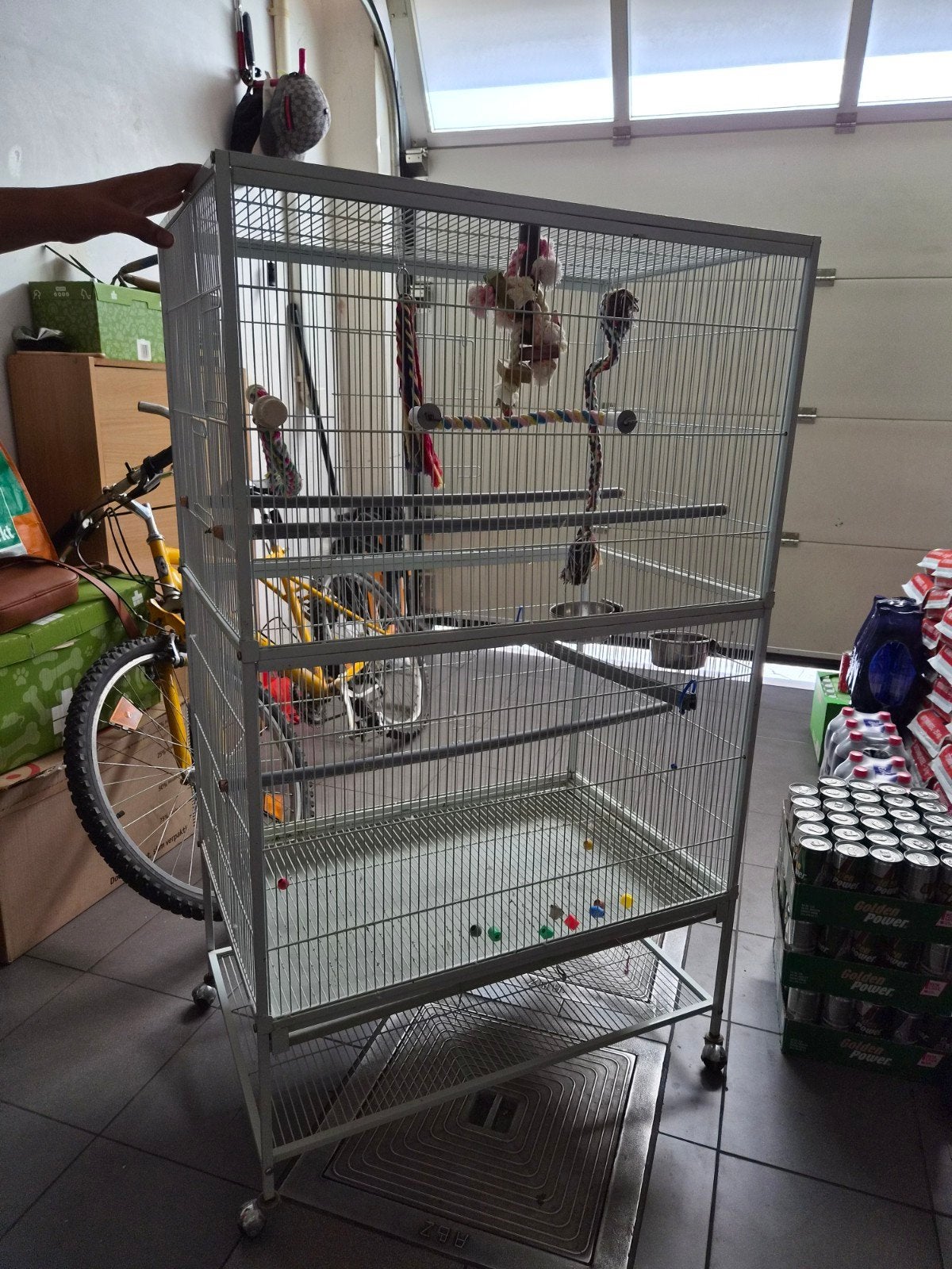 kooi voor kanarziers en grote parkieten, Enlèvement