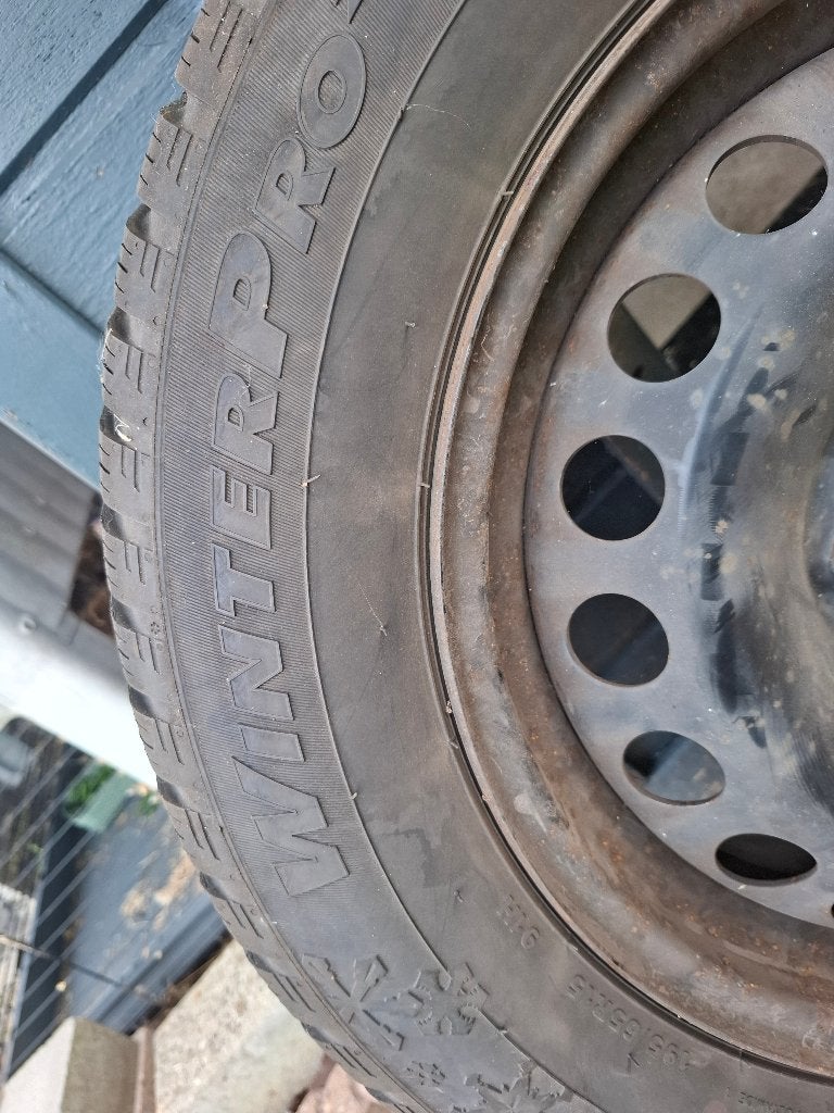 4 winterbanden 195/66 R15 91h  op stalen velg, Ophalen, Gebruikt, Winterbanden, Band(en)