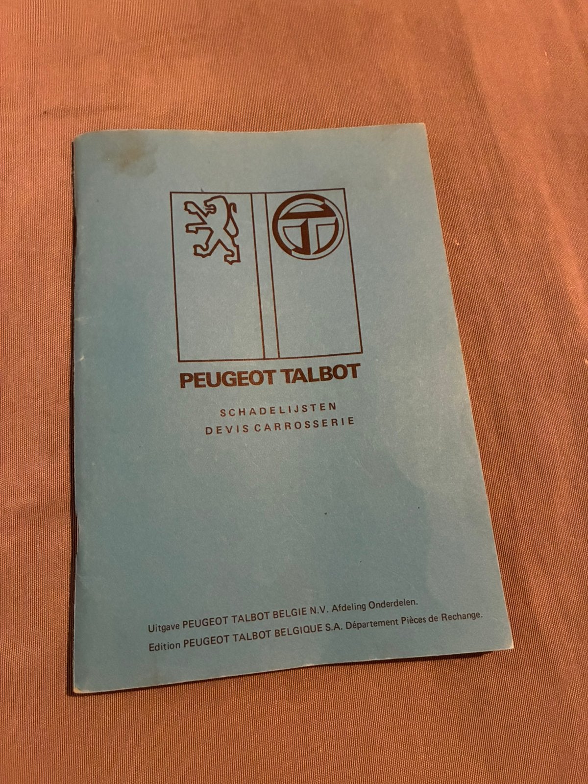 catalogue pièces carrosserie Peugeot Talbot 1985, Enlèvement