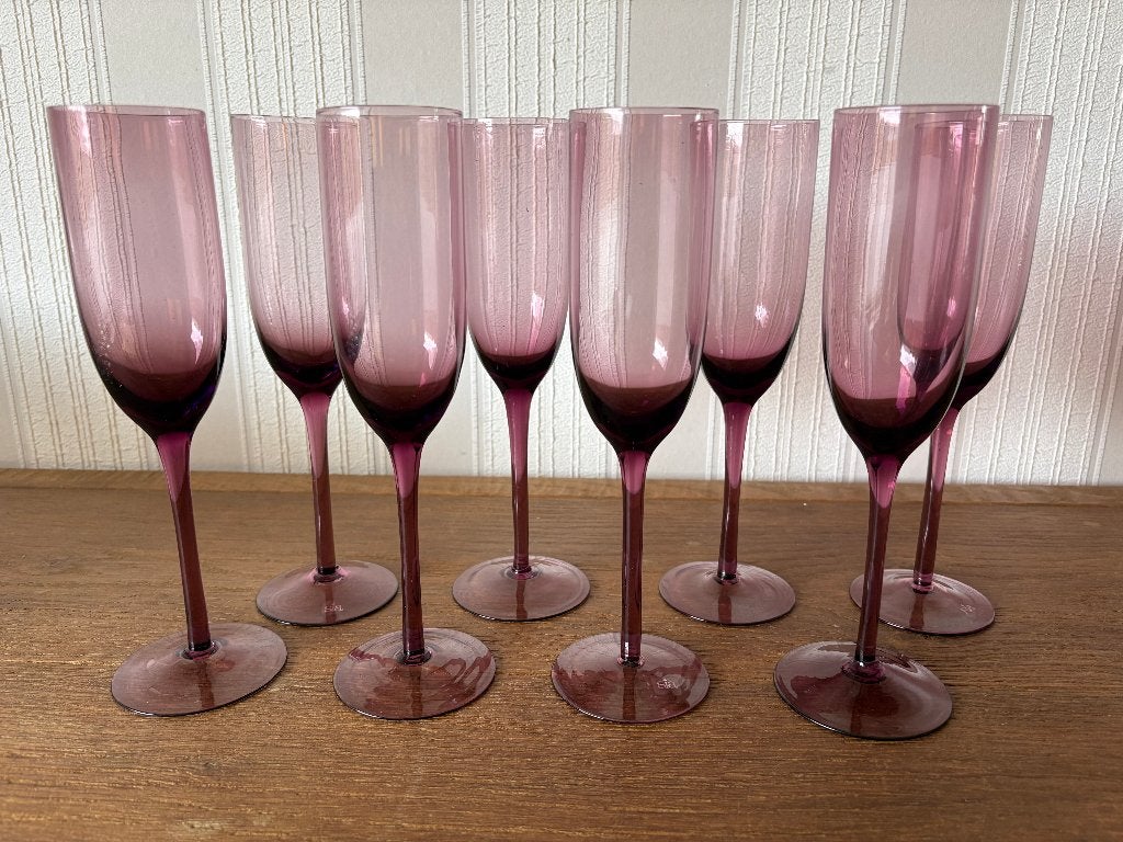Flûtes à champagne violettes de luxe SIA (lot de 8), Collections, Enlèvement ou Envoi, Comme neuf, Autres types