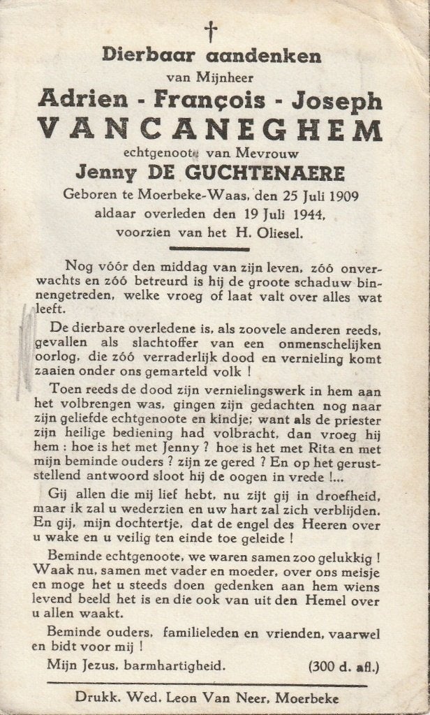 Oorlogsslachtoffer 1940-45 Adrien Van Caneghem, Verzamelen, Verzenden