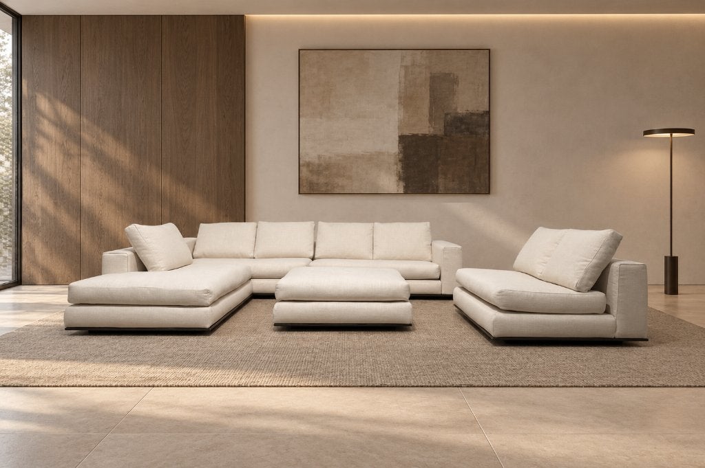 NIEUW Minotti Hamilton Modulaire 5-Delige Set + GARANTIE, Hoekbank, Ophalen of Verzenden, Vierpersoons of meer, Design Bank Bankstel Zetel Hoekbank Minotti