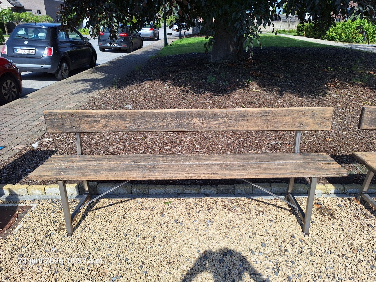 Banc de jardin de 2 m de long (peut être fixé au sol), Enlèvement, Bois