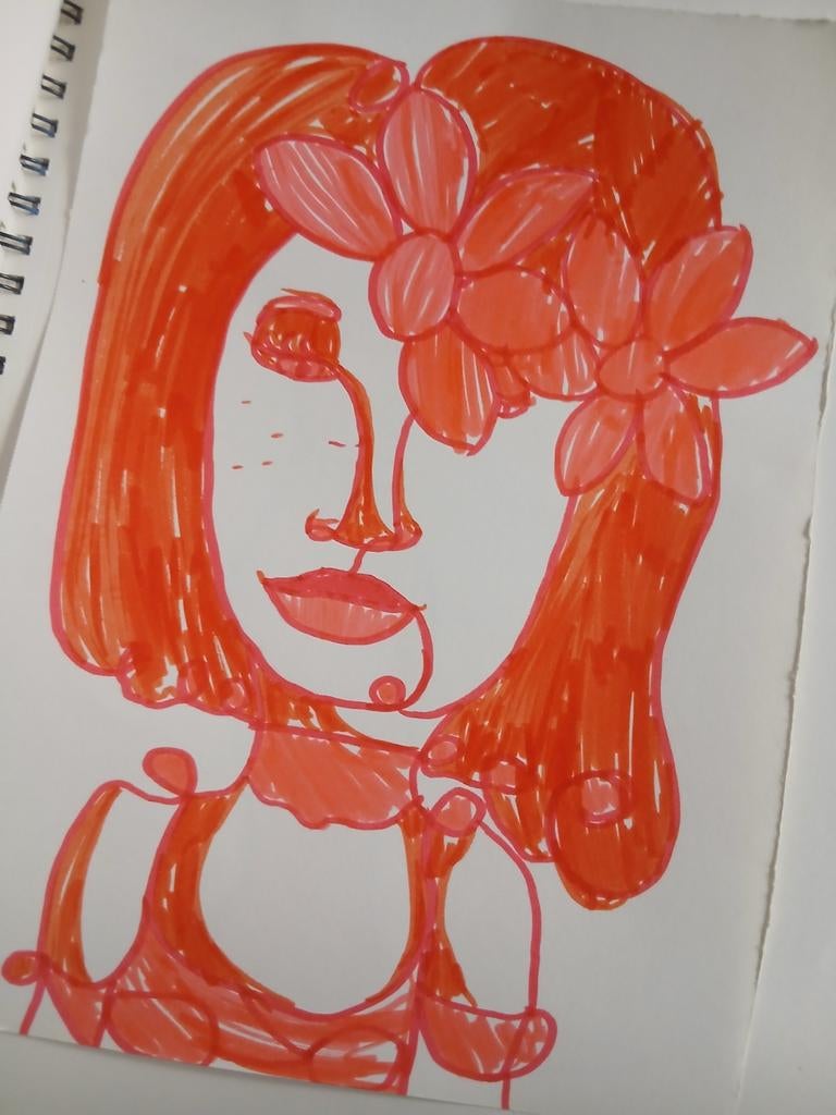 Tekening van een vrouw, Hobby en Vrije tijd, Stempelen, Ophalen of Verzenden