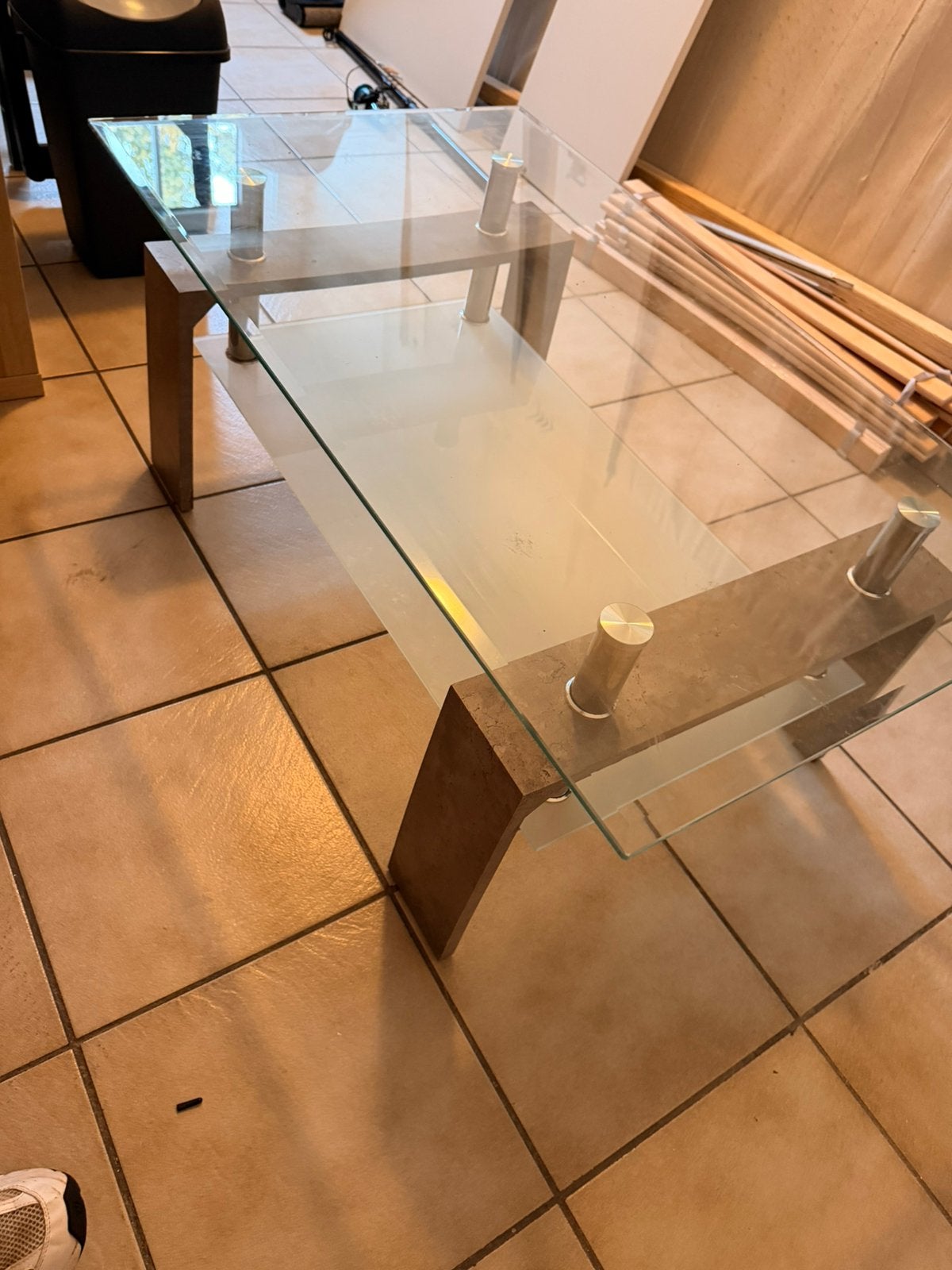 Table de saml’, Maison & Meubles, Enlèvement, Comme neuf, Verre