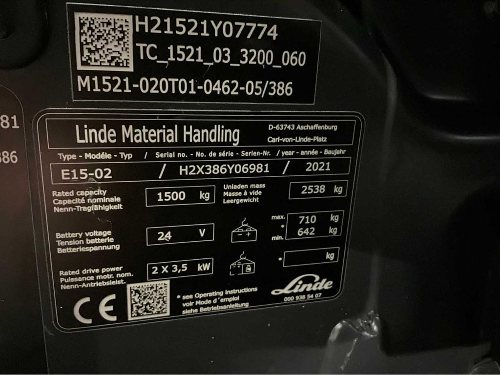 2021 Linde E15-02 4311 heure, Articles professionnels, Machines & Construction | Chariots élévateurs & Transport interne, Autre propulsion