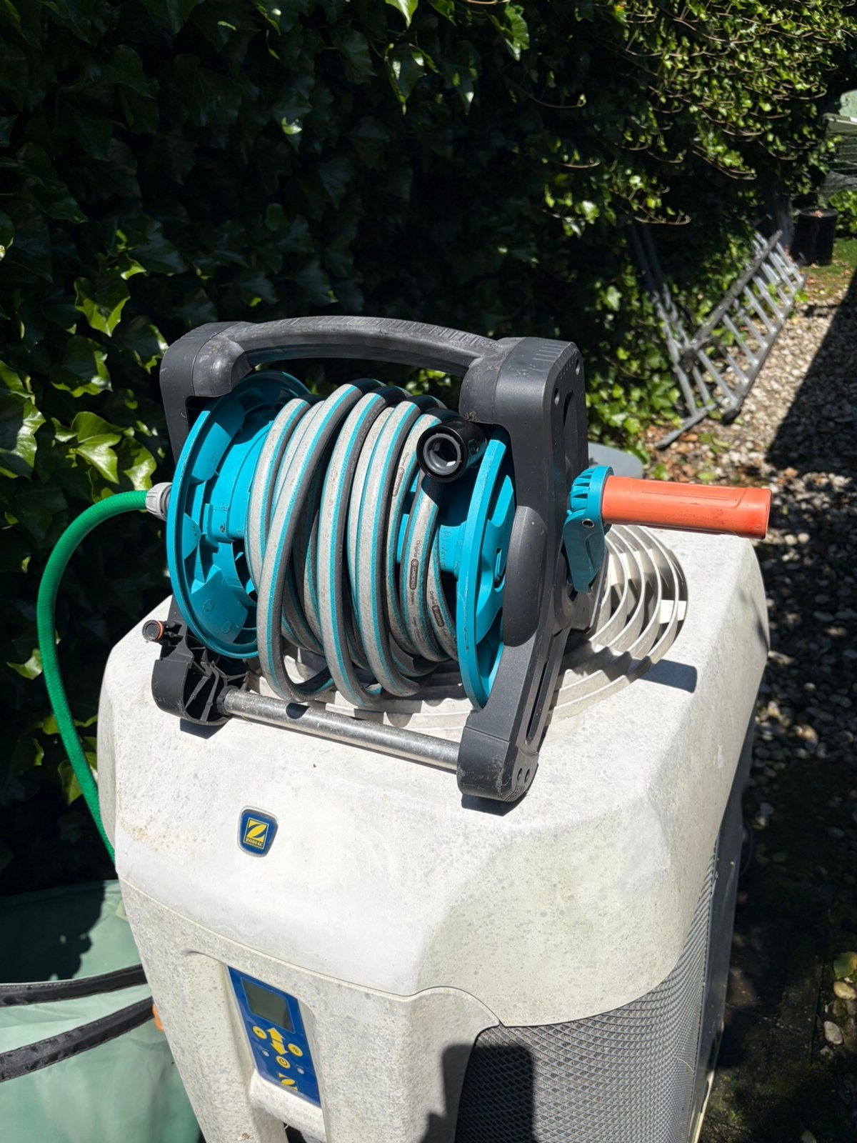 Gardena tuinhaspel + ca 10 m, Tuin en Terras, Ophalen, Gebruikt