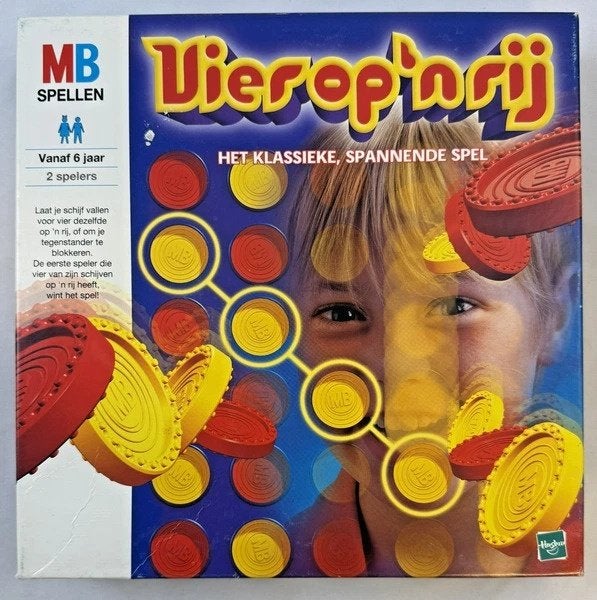 Hasbro MB Vier op een rij 4 op een rij spel compleet, Hobby en Vrije tijd, Een of twee spelers, Verzenden, Zo goed als nieuw, Hasbro