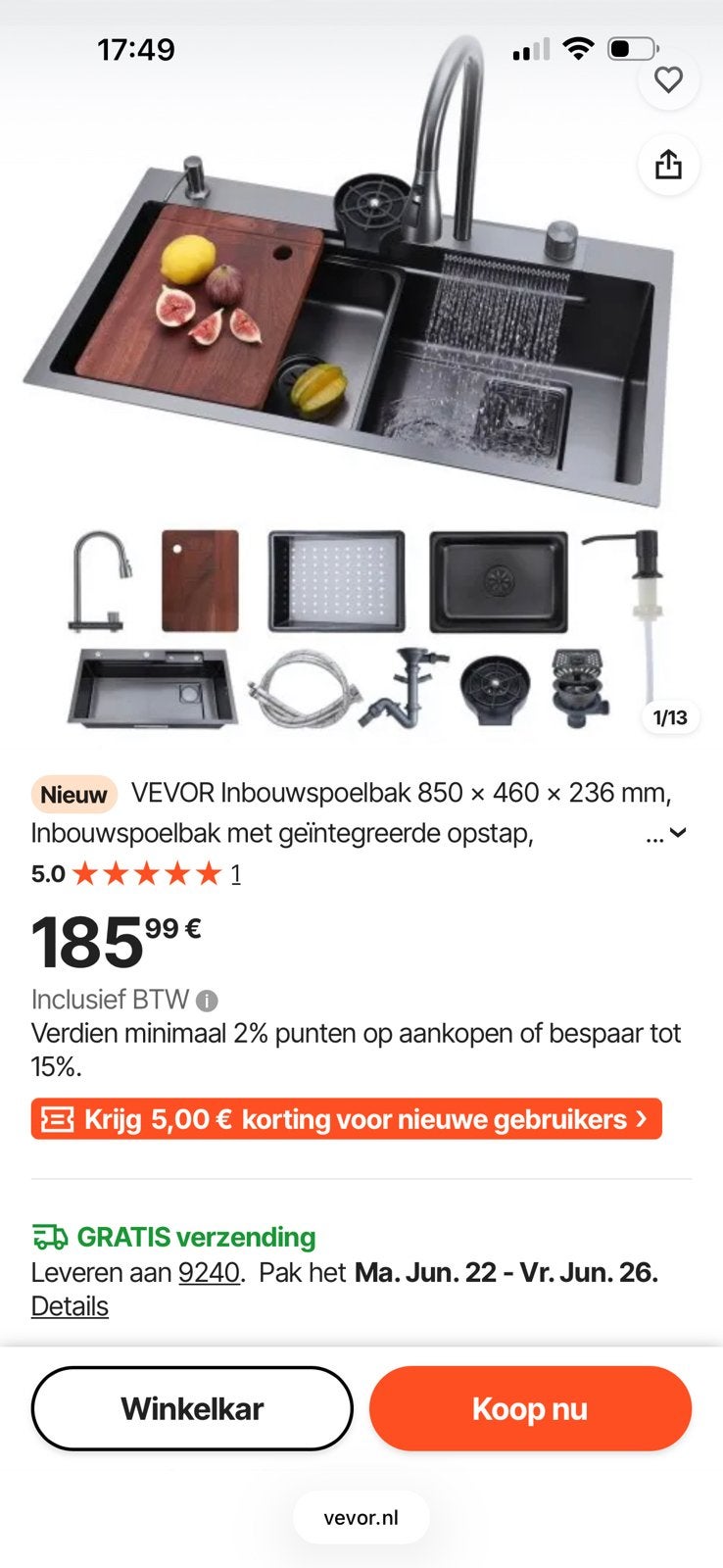 Keuken lavabo, Enlèvement, Comme neuf