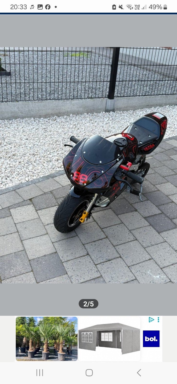 Pocket bike 2takt 49cc start nieuw 2 keer ge reden, Motoren, Ophalen