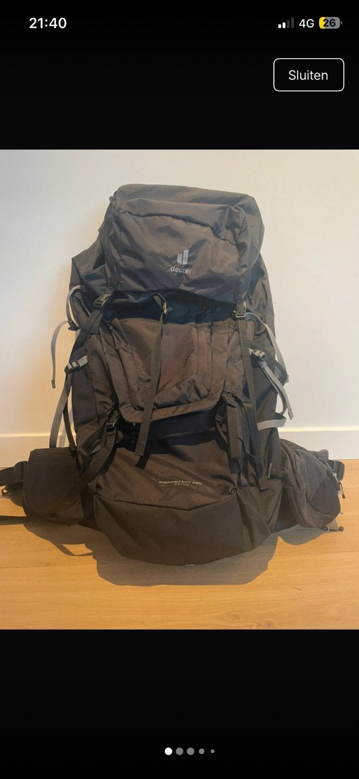 Deuter rugzak 75+10, Ophalen