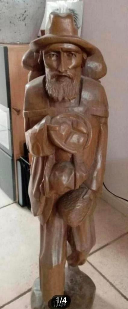 Massief houten beeld 19de eeuw / perfecte staat., Antiek en Kunst, Kunst | Beelden en Houtsnijwerken, Ophalen of Verzenden, Beeld