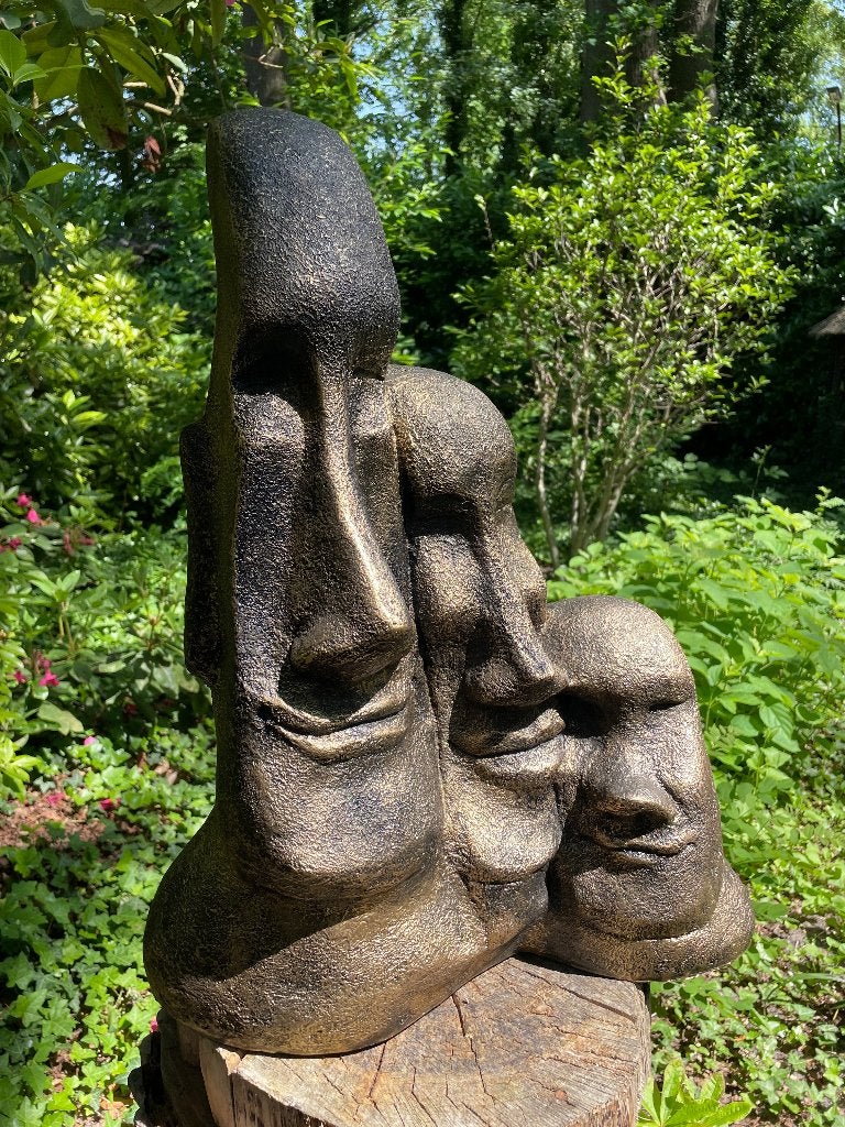 Statue de jardin MOAI à 3 panneaux 55 cm, Enlèvement, Neuf, Synthétique, Homme