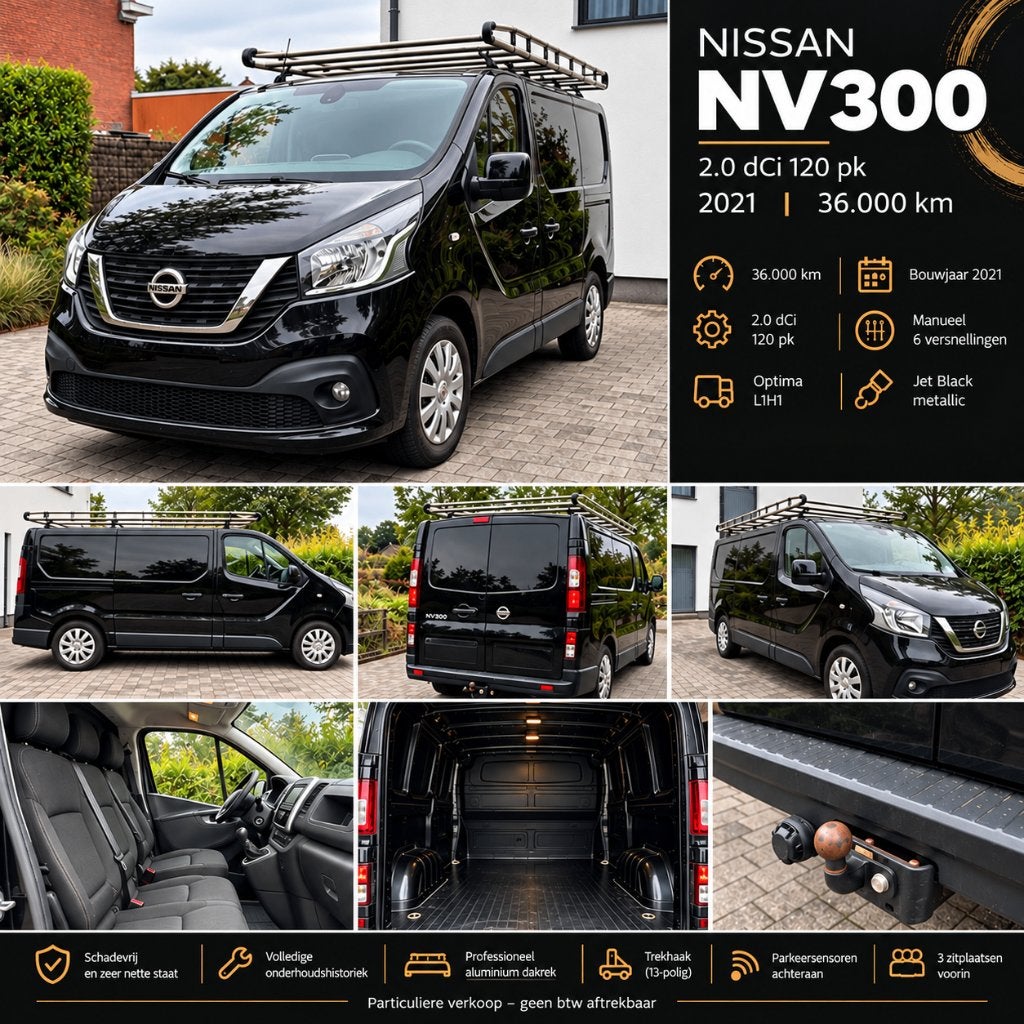 Nissan NV300  2.0 dCi 120 pk – 2021 – 36.000 km – TOPSTAAT, Auto's, Zwart, Zwart, Particulier, Overige carrosserie