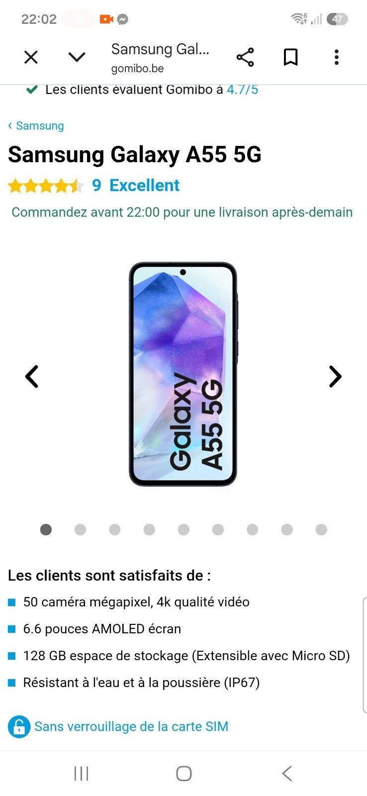 gsm samsung GALAXIE A55 5G .  11 mois, Enlèvement ou Envoi