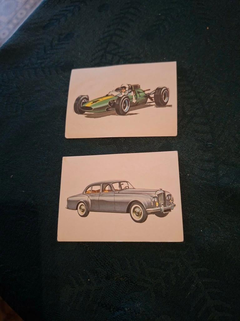 2 Prenten/Chromo's:De Automobielwereld van 1966, Enlèvement ou Envoi, 1960 à 1980, Autres sujets/thèmes, Gravure