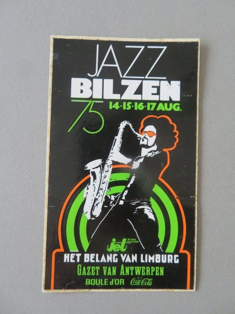 2 stickers Jazz Bilzen 1975 - 1977, Verzamelen, Ophalen of Verzenden, Zo goed als nieuw, Overige typen