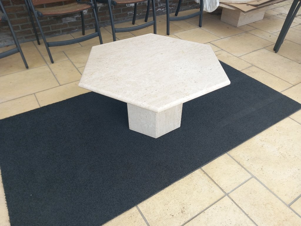 Table basse et table d'appoint en travertin à 6 angles, Enlèvement ou Envoi