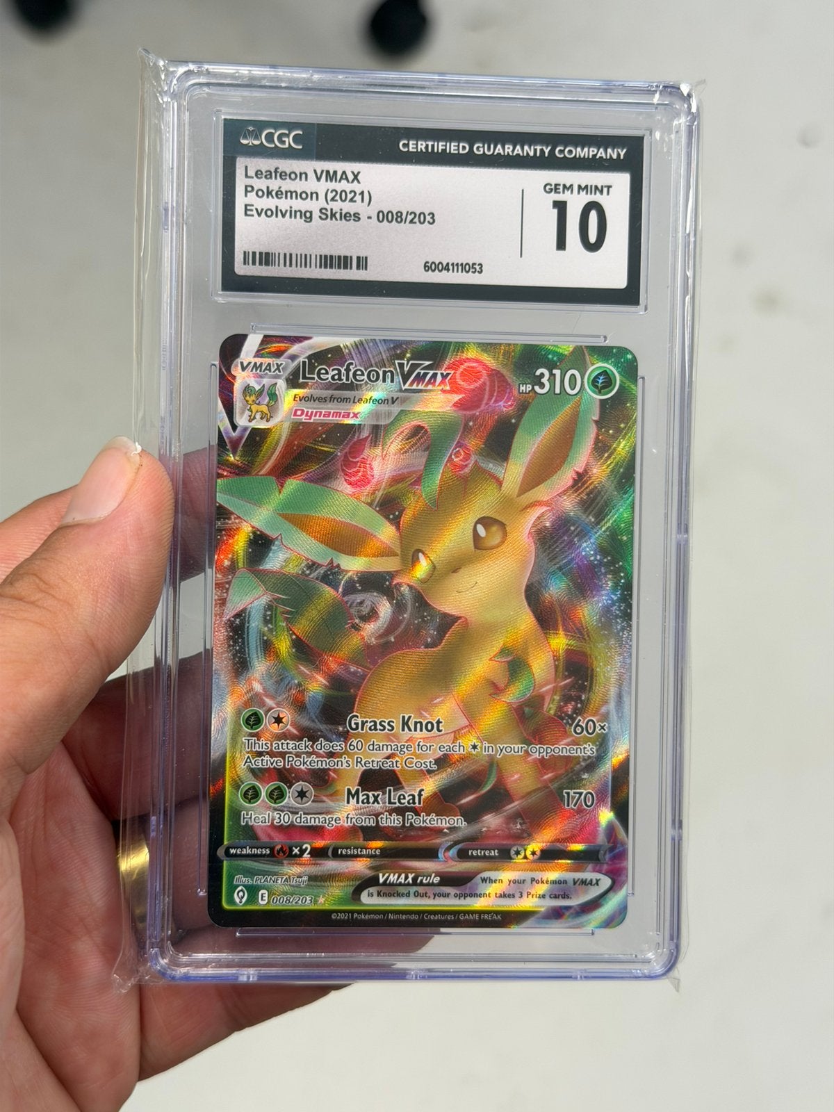 Pokémon Leafeon VMAX 008/203 Ciels évolutifs CGC 10 2021 008, Enlèvement ou Envoi, Neuf, Cartes en vrac, Foil