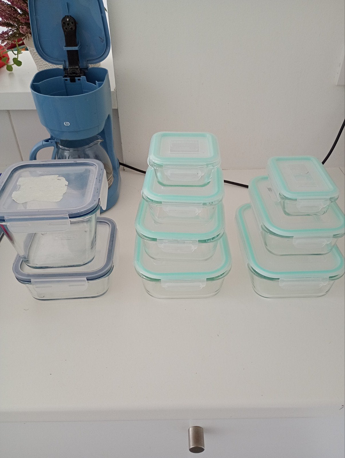 set van 9 bewaardozen glas, Huis en Inrichting, Ophalen, Glas