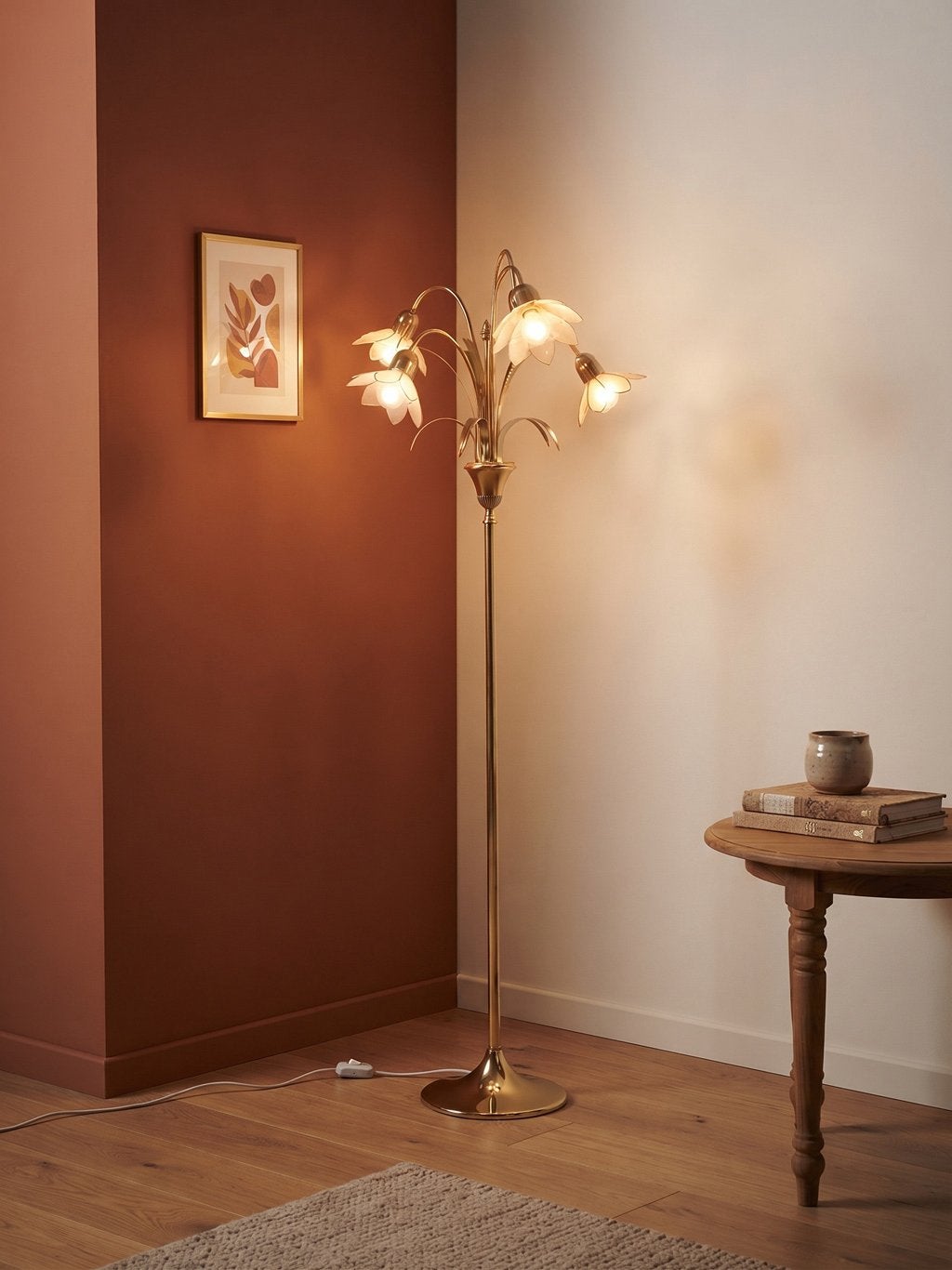 Vintage Hollywood Regency messing vloerlamp, Enlèvement, Utilisé