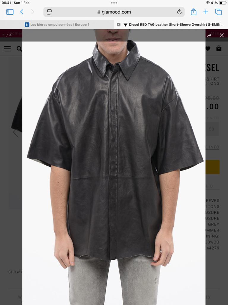 Real leather shirt - size IT 48 (M) - Diesel, Ophalen of Verzenden, Nieuw, Zwart, Halswijdte 39/40 (M)