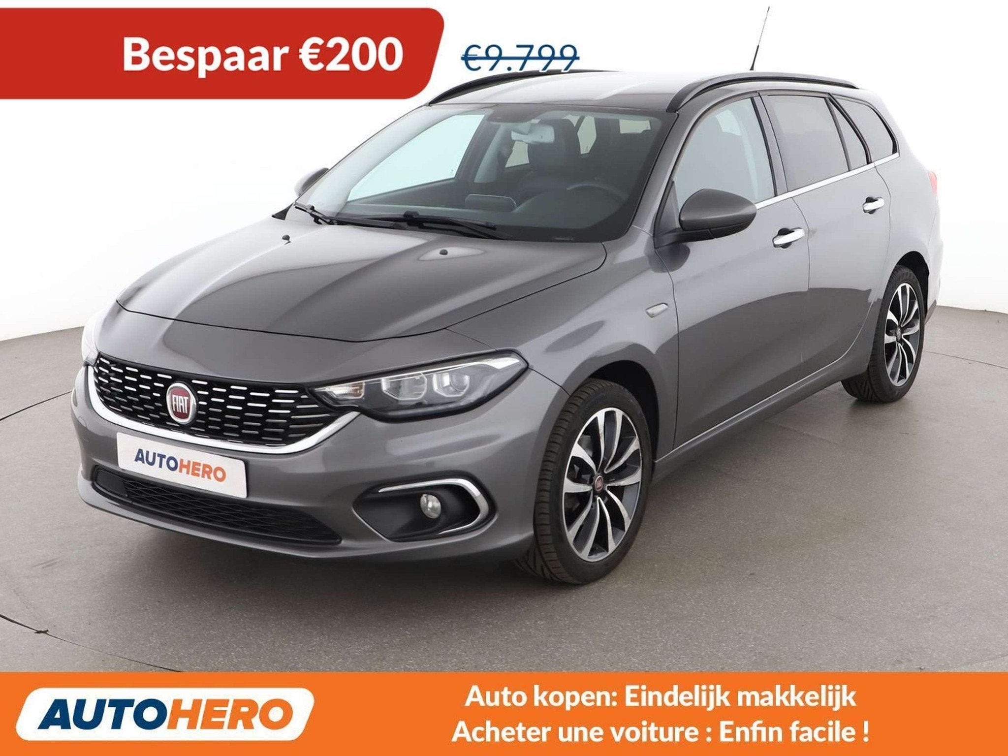 Fiat Tipo 1.4 Turbo Lounge (année de construction 2017), Cuir, Argent ou Gris, 139 g/km, Noir