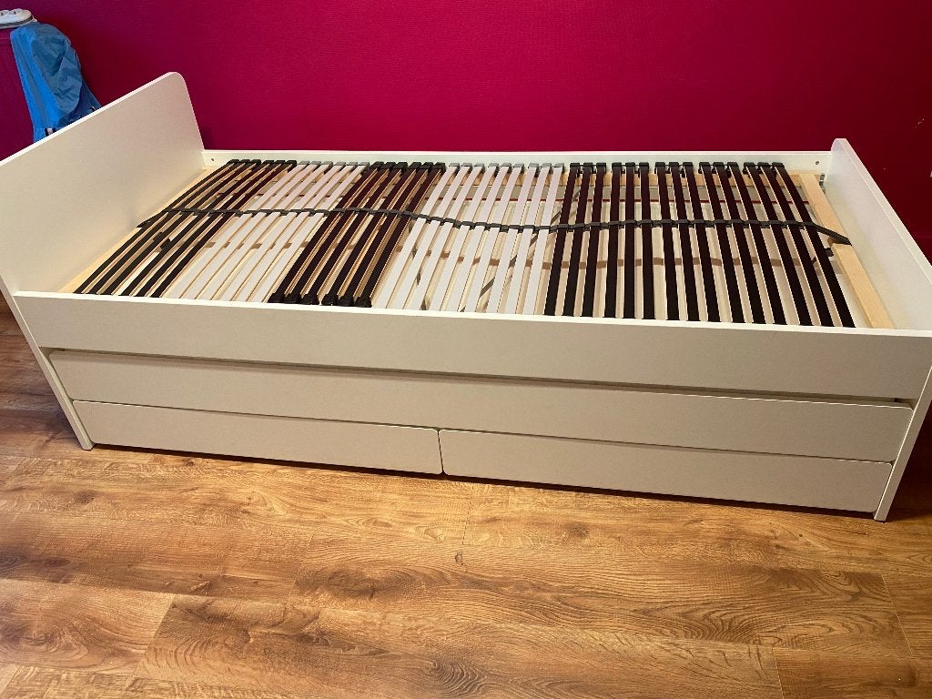 IKEA släkt bed 90 x 200, Huis en Inrichting, Ophalen, Overige materialen, 90 cm, Wit