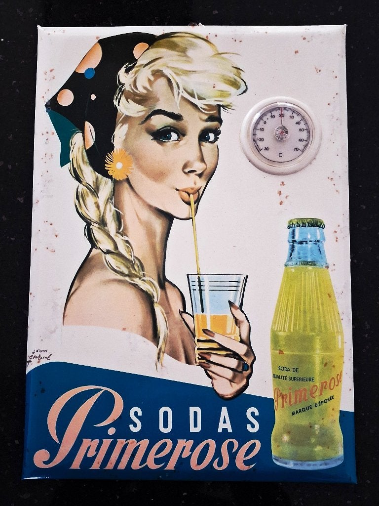 Panneau d'affichage PRIMEROSE rare, Collections, Enlèvement ou Envoi, Utilisé, Panneau publicitaire