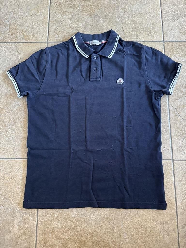 Moncler polo shirt Maat L - marine blauw, Kleding | Heren, Ophalen of Verzenden, Zo goed als nieuw, Maat 52/54 (L), Blauw