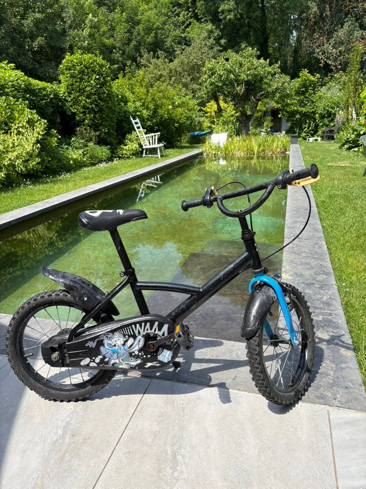 Leuke 16 inch kinderfiets – unisex – klaar voor gebruik, Ophalen, Zo goed als nieuw, Velgrem, 16 tot 20 inch