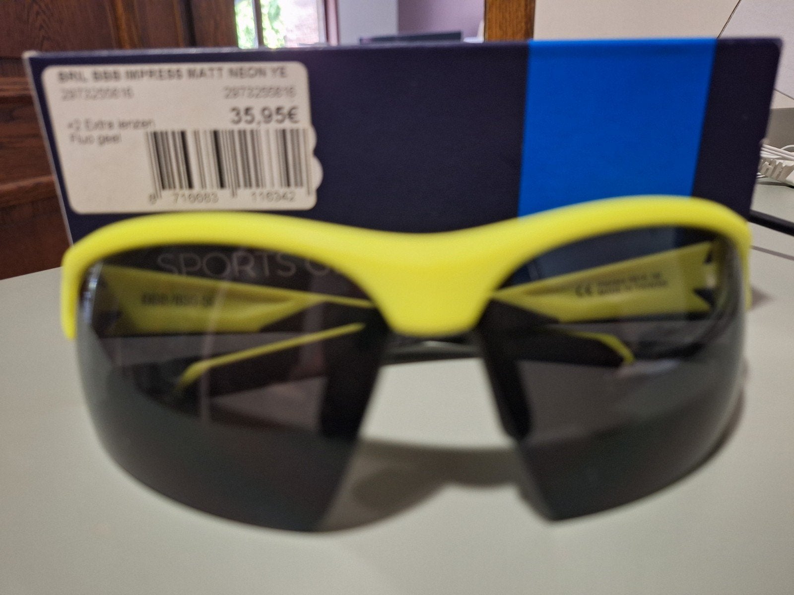 lunettes de sport jaune fluo avec 2 verres supplémentaires, Enlèvement ou Envoi, Jaune