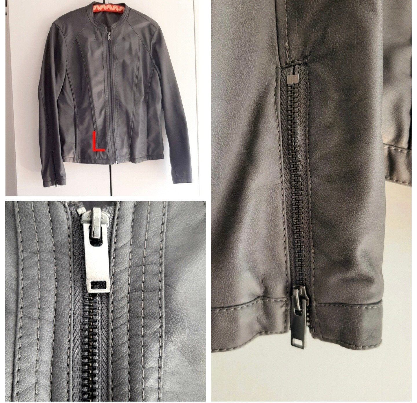Vestje Nieuwstaat grijs leatherlook L, Ophalen of Verzenden, Zo goed als nieuw, Grijs