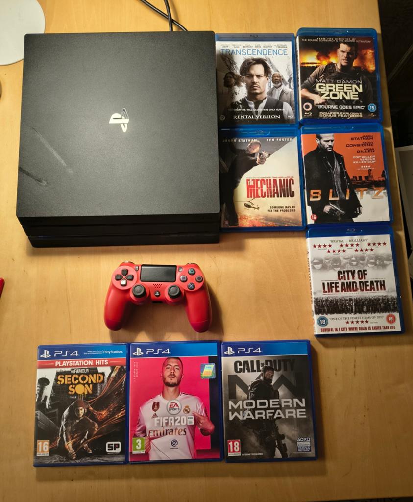 PS4 Pro avec manette, jeux et films, Consoles de jeu & Jeux vidéo, Consoles de jeu | Sony PlayStation 4, Enlèvement ou Envoi, Avec 1 manette