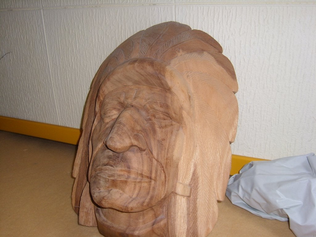 houten beeld, Bois, Brun, Fait main, Autres sujets