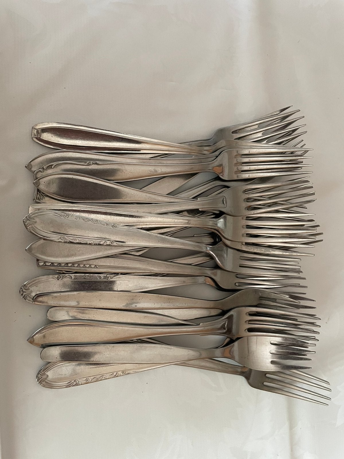 12 stuks vorken, Gebruikt, Los bestek, Ophalen of Verzenden, Inox of Chroom