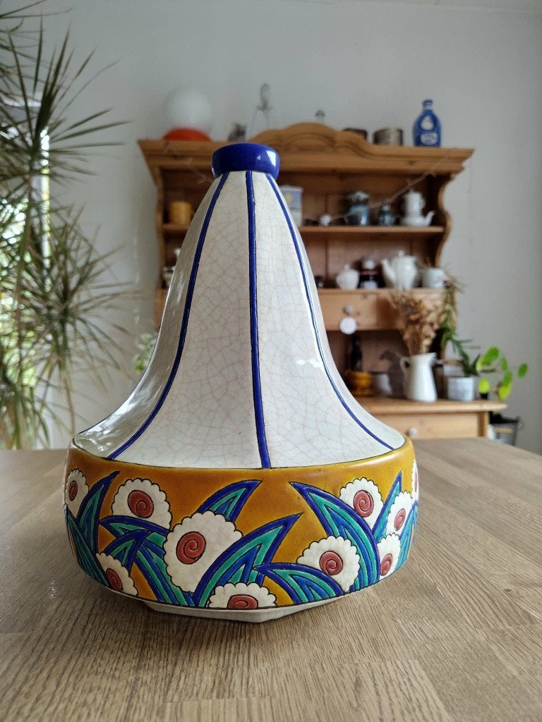 Vase toupie émaux de Longwy, Antiquités & Art, Enlèvement ou Envoi